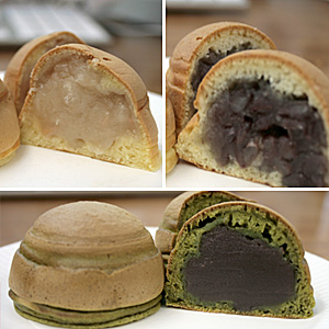 抹茶と白あんとつぶあん